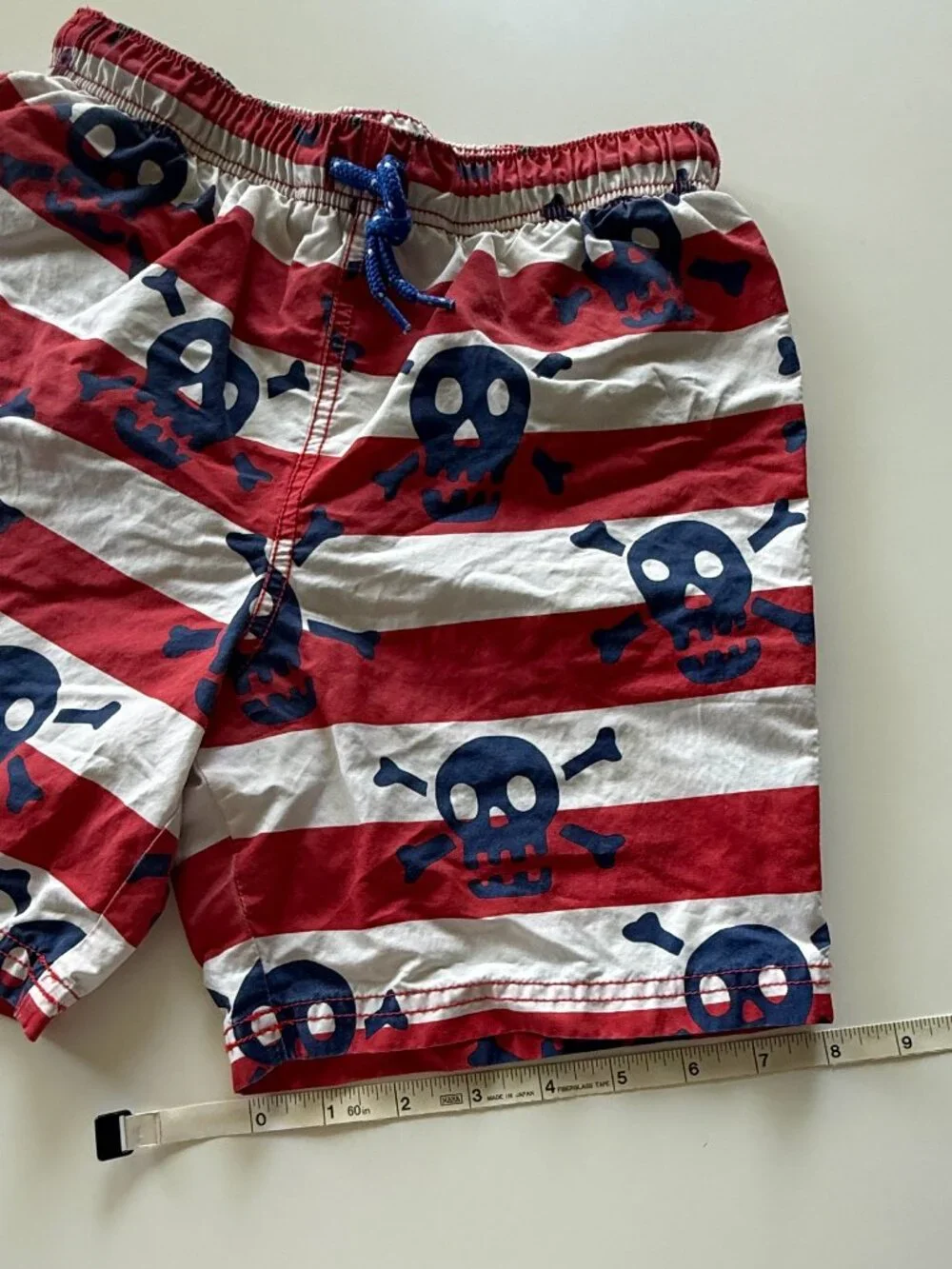 Mini Boden Boys Pirate Skull Crossbones Striped Swim Trunks Shorts 9 10Y 140cm